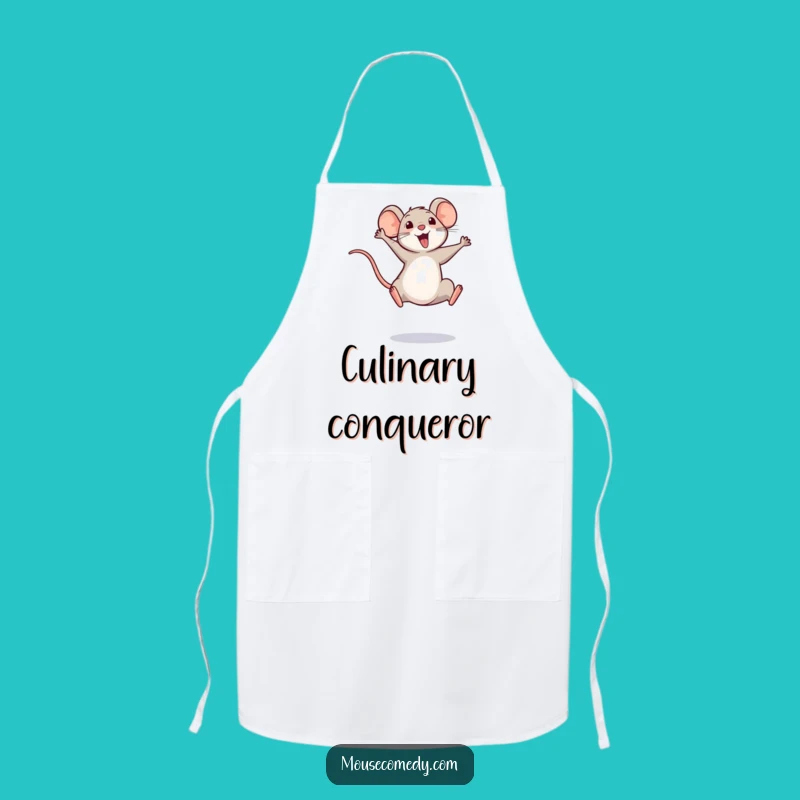 Funny Triumphant Mouse Apron: Cook with Joyful Victory Spirit