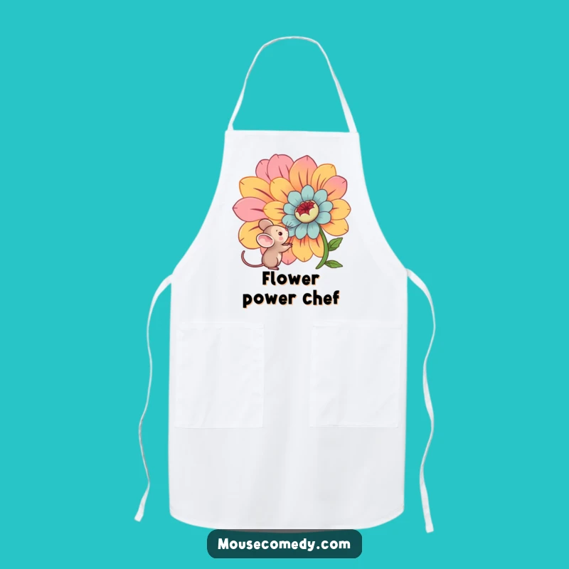 Funny Kawaii Mouse Apron: Cook with Cute Curiosity & Flower Fun