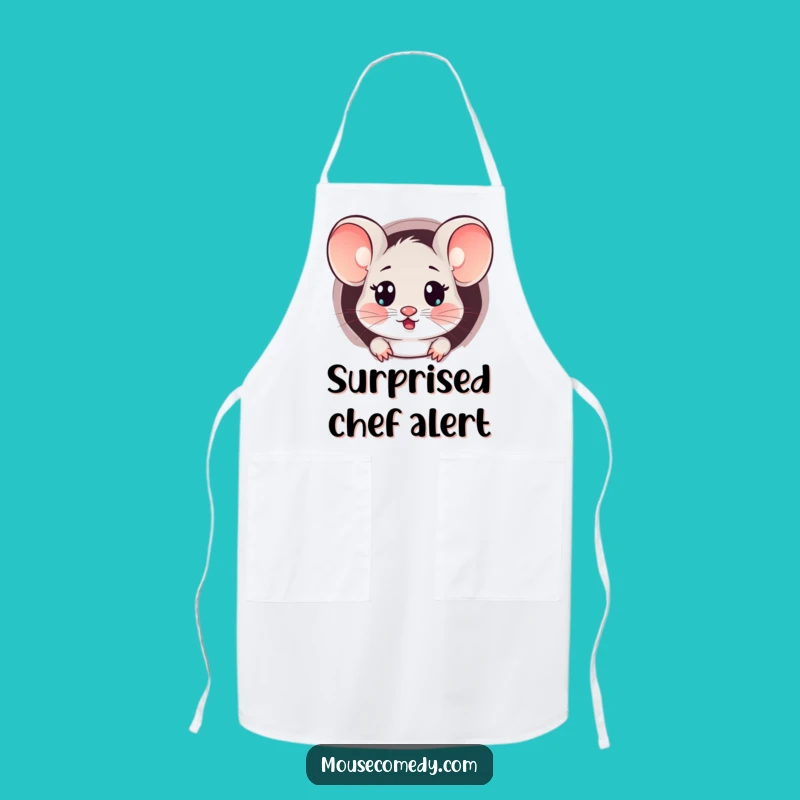 Funny Kawaii Surprised Mouse Apron: Peeking Out, Kitchen Surprise