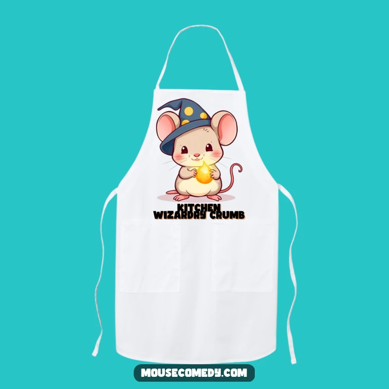 Funny Kawaii Wizard Mouse Apron: Magic Crumb, Kitchen Enchantment