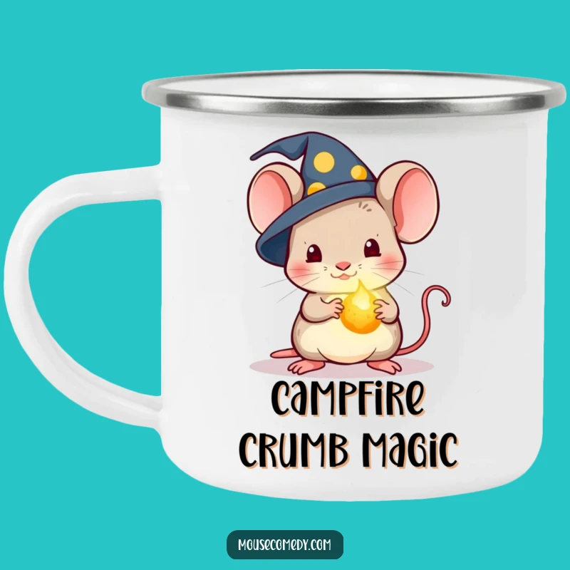 Funny Kawaii Wizard Mouse Camping Mug: Magic Crumb, Outdoor Magic