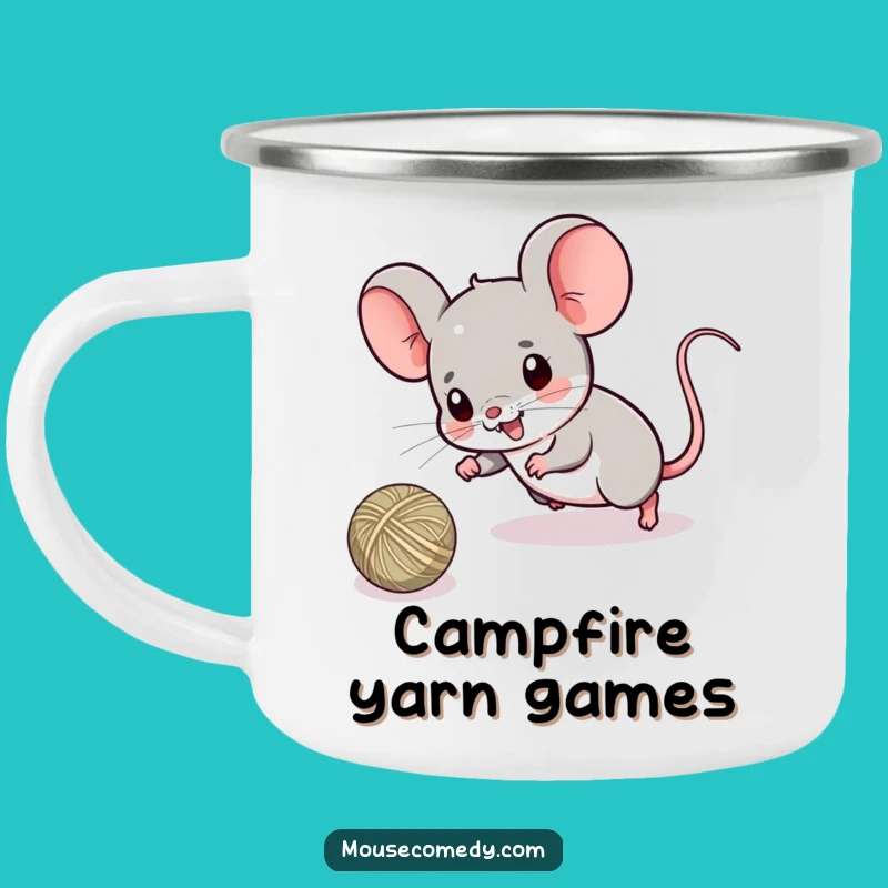 Funny Campfire Chase Mug - Kawaii Mouse String Game Gift