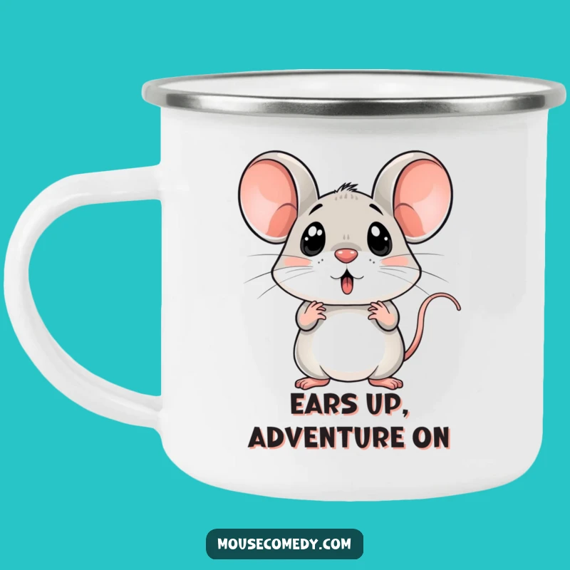 Funny Surprised Mouse Camping Mug, Start Your Adventure with Hilarious Surprise