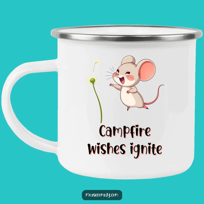 Funny Campfire Joy Mug - Leaping Mouse Dandelion Outdoor Gift
