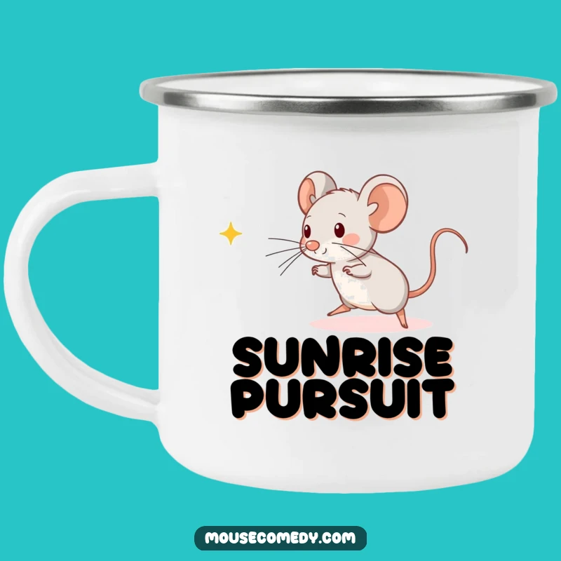 Funny Kawaii Mouse Camping Mug: Chasing Light, Rugged Humorous Gift