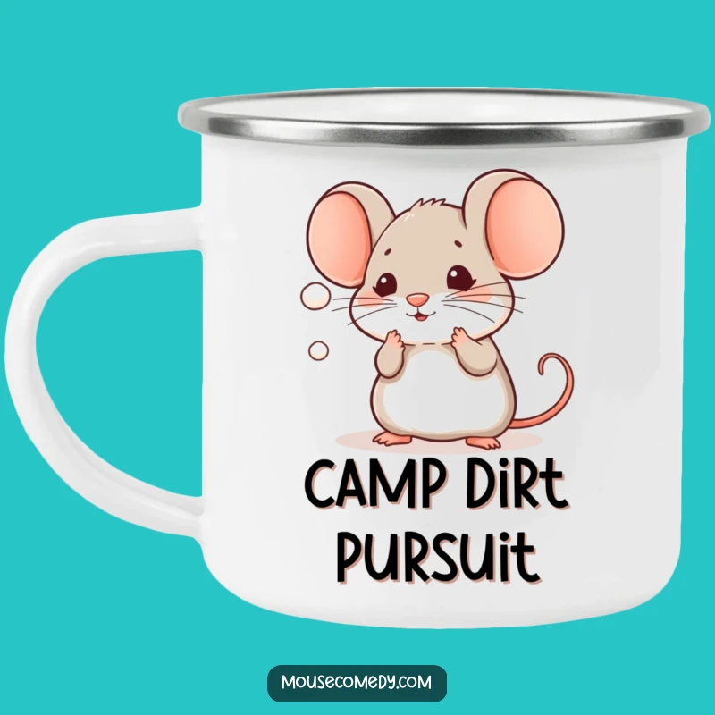 Funny Kawaii Mouse Camping Mug: Dust Mote Chase, Rugged Humorous Gift
