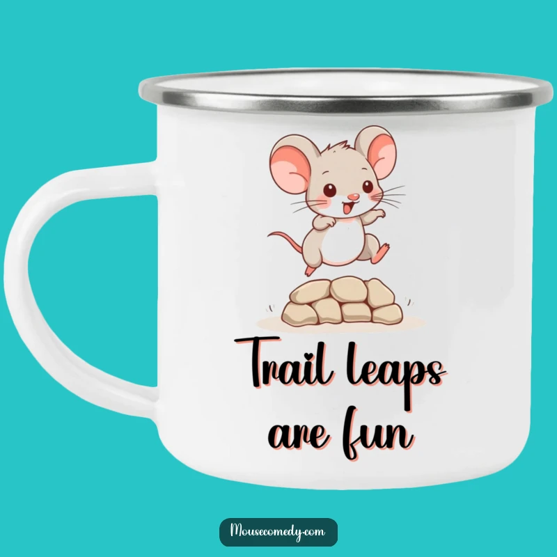 Funny Mouse Enamel Mug: Playful Leaper Camp Coffee Gift