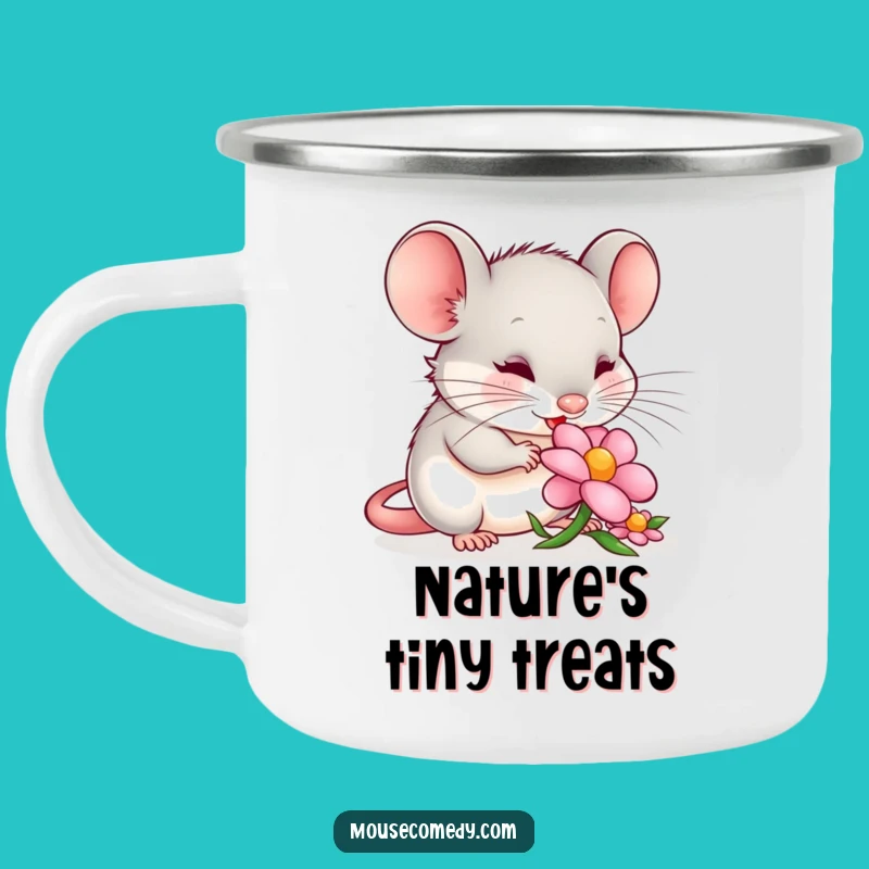 Funny Content Mouse Petal Camping Mug: Sip in Serenity, Unique Funny Gift!