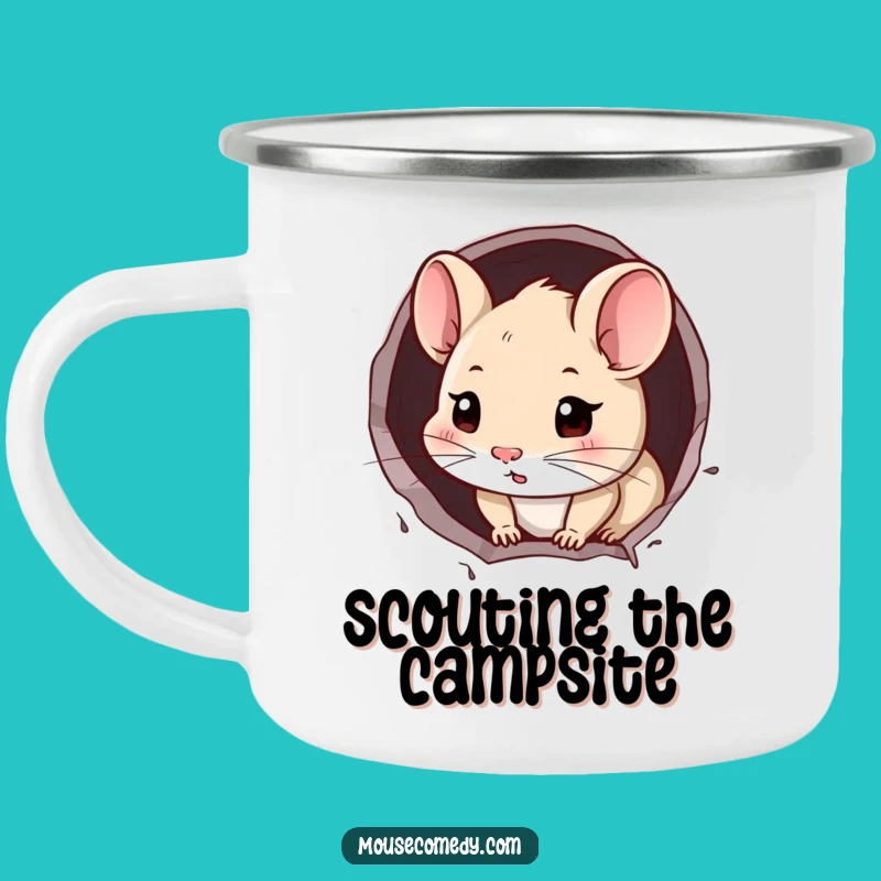 Funny Mouse Enamel Mug: Curious Peeker Camp Coffee Gift