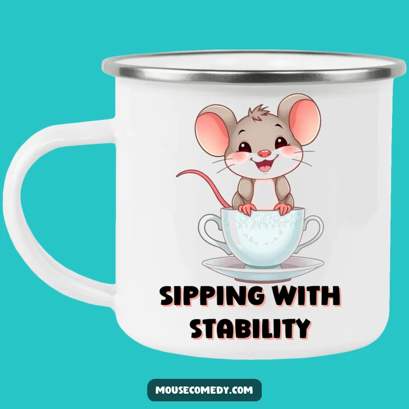Funny Mouse Teacup Camping Mug: Enjoy Your Brews with a Cheerful Grin Outdoors
