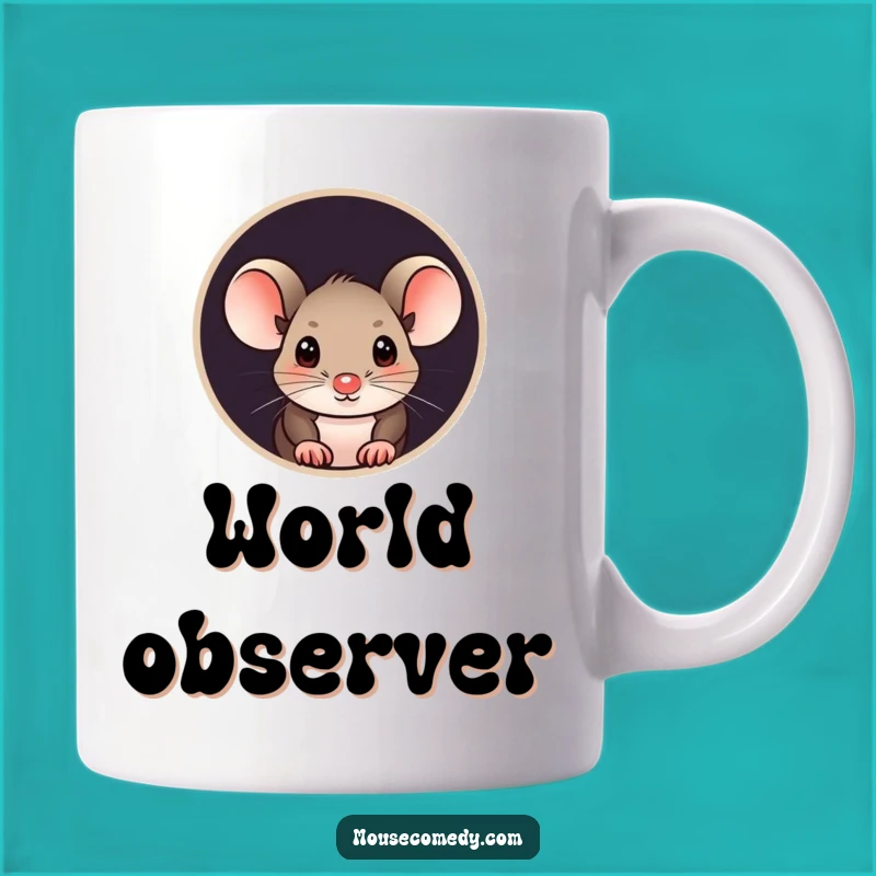 Funny Curious Mouse Mug - Peek-a-Boo Rodent, Humorous Gift Idea