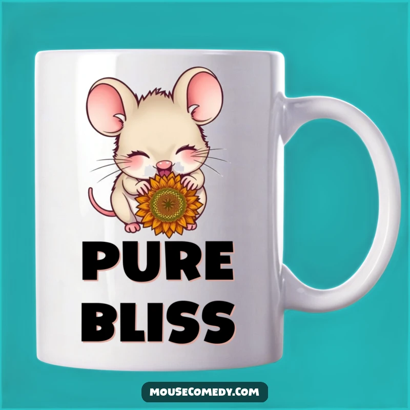 Funny Delighted Mouse Mug - Happy Sunflower Seed Nibbler, Perfect Funny Gift