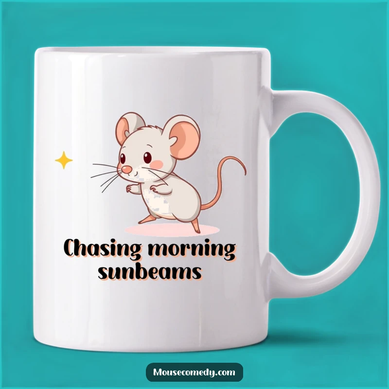 Funny Kawaii Mouse Mug: Chasing Light, Playful Humorous Gift for Mouse Lovers
