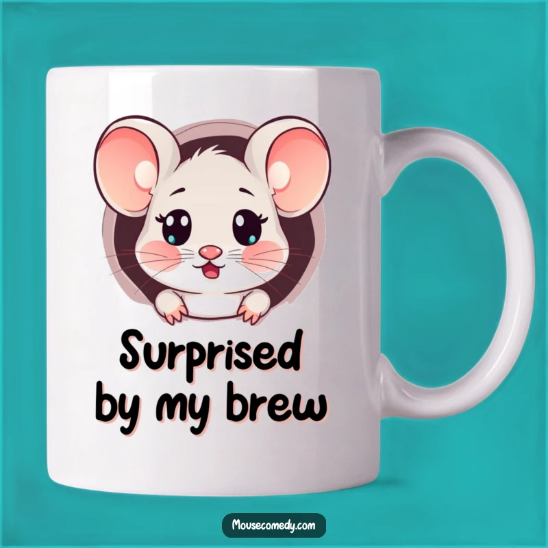 Funny Kawaii Surprised Mouse Mug: Peeking Out, Hilarious Reaction Gift
