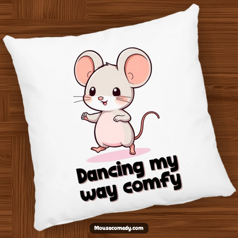 Funny Kawaii Mouse Pillow: a cute mouse with big ears, doing a quick dance, providing soft comfort and cheerful decor.