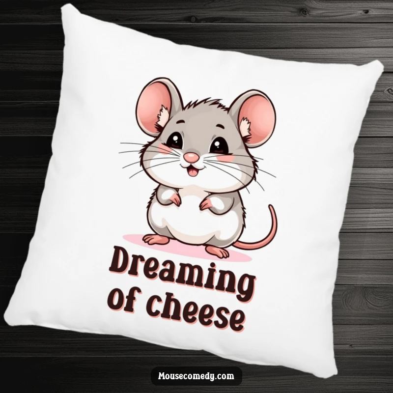 Funny mouse pillow with a large, detailed illustration of a rodent's extremely excited whiskers as it sniffs the air, a soft funny gift.