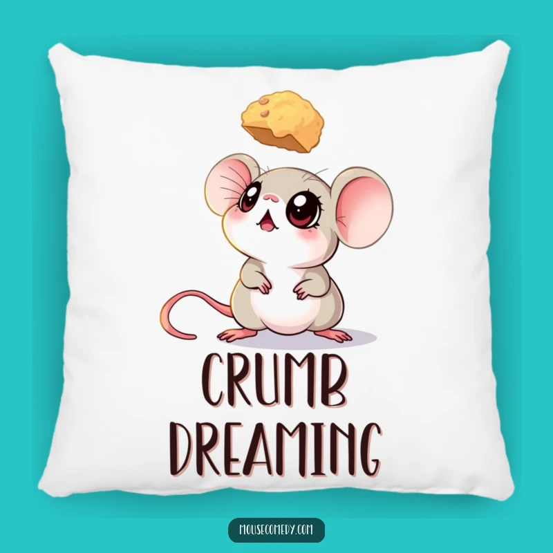 Funny Big-Eyed Mouse Pillow - Cozy Crumb Dreams, Humorous Accent