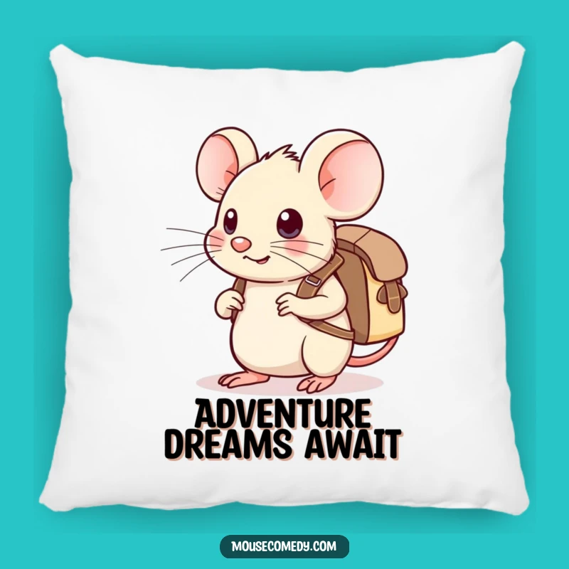 Funny Kawaii Mouse Pillow: Adventure Ready, Cozy Humorous Gift