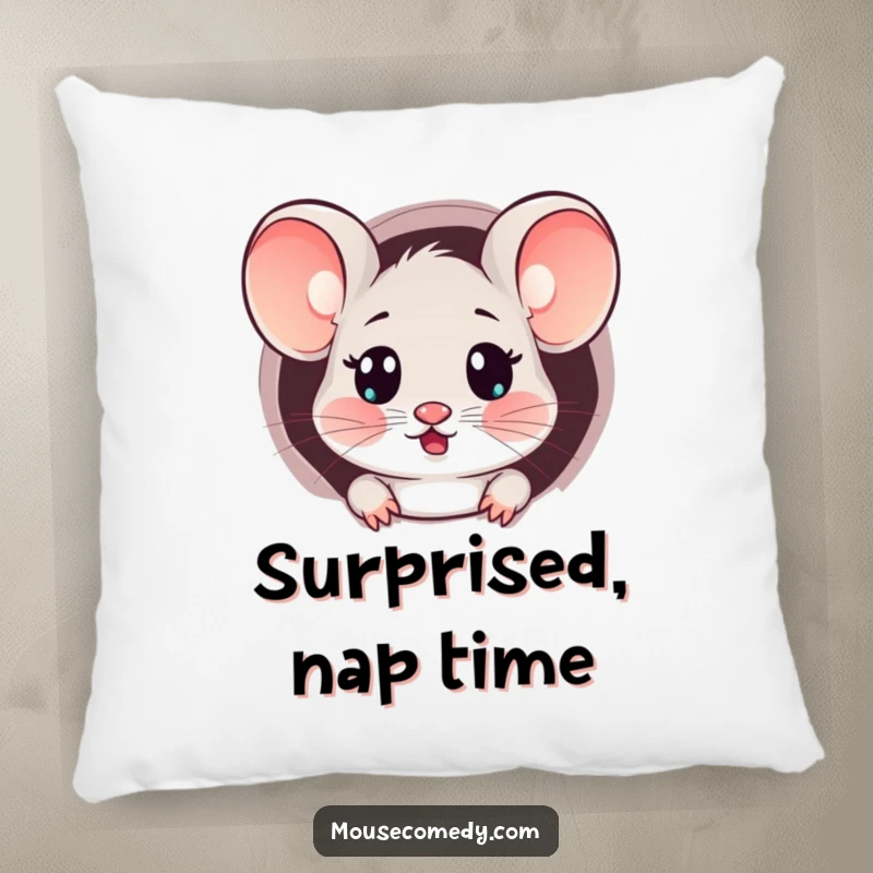 Funny Kawaii Surprised Mouse Pillow: A soft pillow featuring a mouse with a surprised expression peeking from a tiny hole.