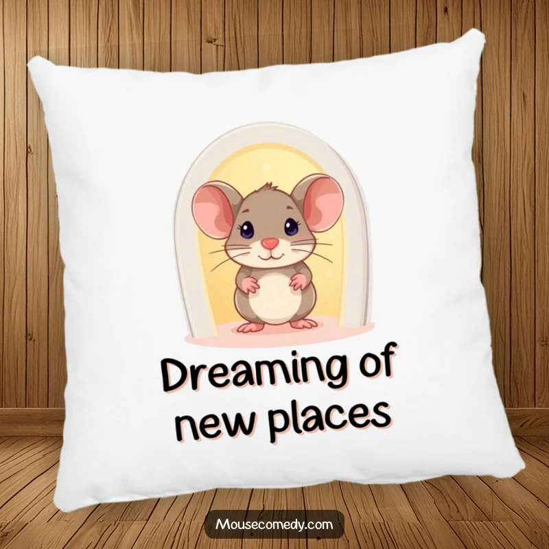 Funny Mouse Pillow: A curious mouse peers from a tiny, illuminated doorway, perfect for adding enchanting decor.