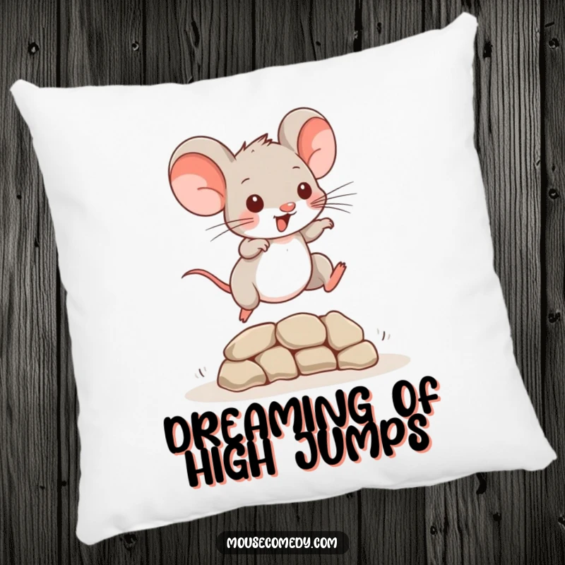 Funny Mouse Pillow: A playful mouse leaping over an obstacle, a soft and energetic accent for any room.