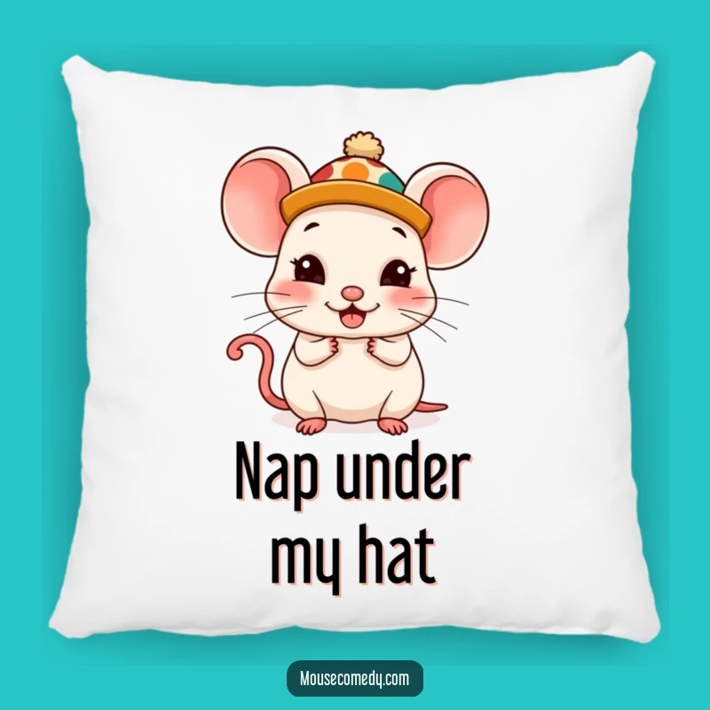 Funny Kawaii Mouse Pillow: Silly Hat Comfort, Cozy Humorous Gift