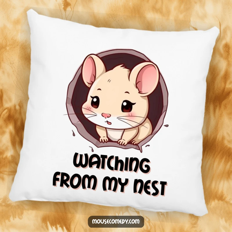 Funny Mouse Pillow: A curious mouse peeking from a wall hole, a soft and intriguing accent for any seating.