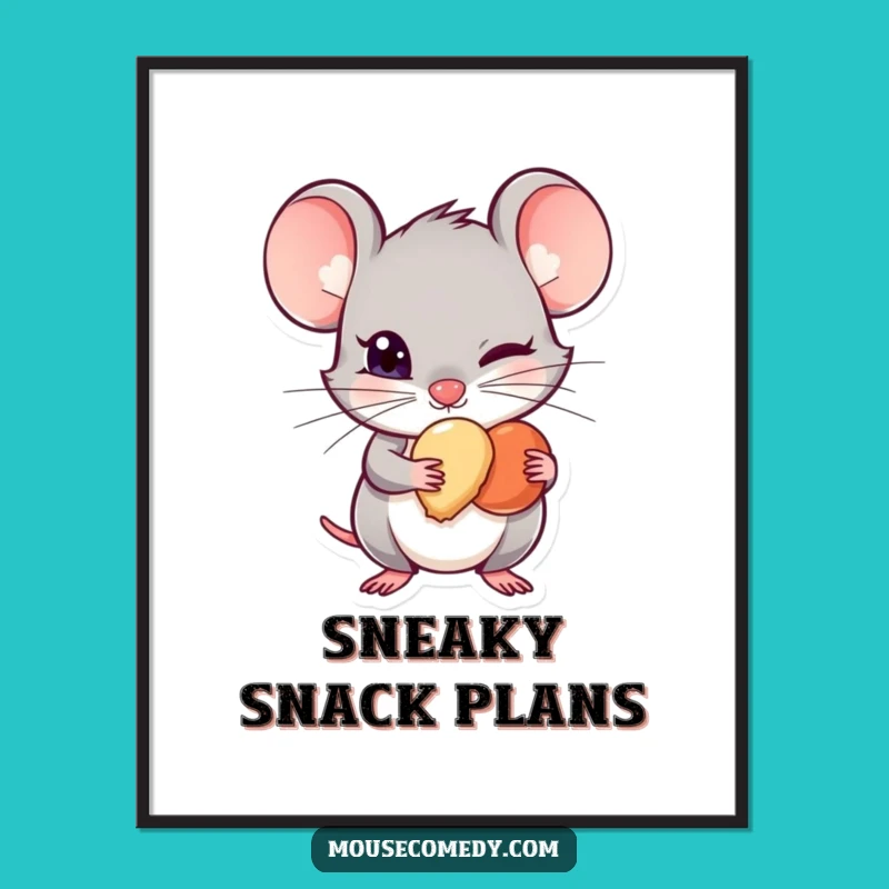 Funny Mischievous Mouse Digital Art - Secret Treat Hider Print, Instant Gift