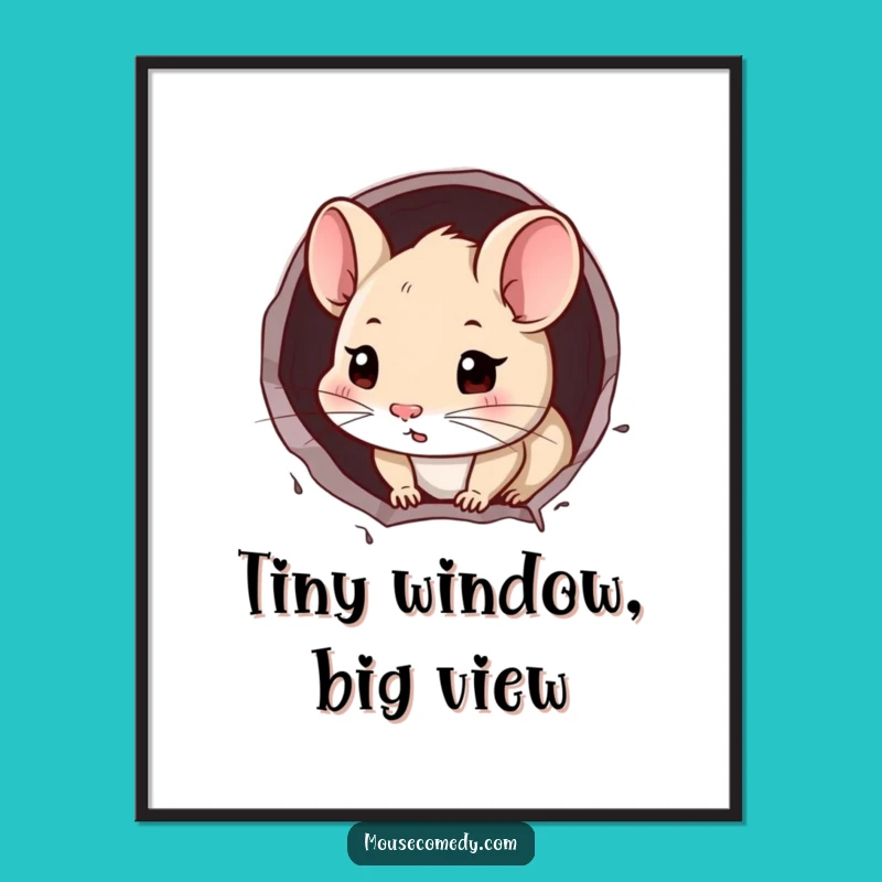 Funny Mouse Digital Print: Curious Peeker Art Gift