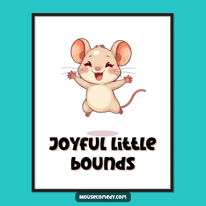 Funny Tiny Mouse Leaping Digital Art - Instant Joyful Energy for Walls