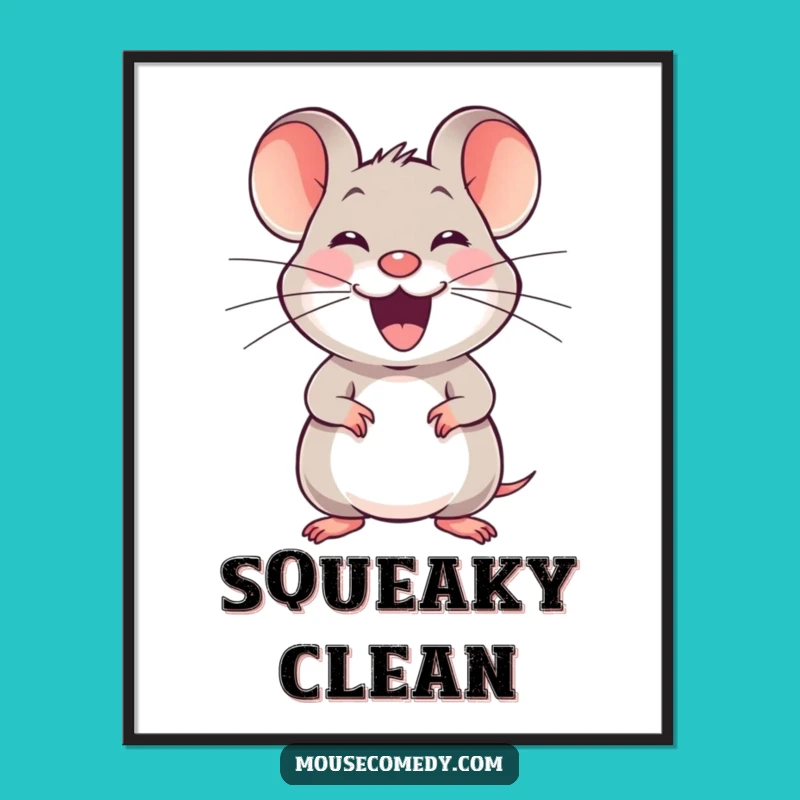 Funny Joyful Mouse Digital Art - Instant Happy Squeak Decor, Unique Funny Gift