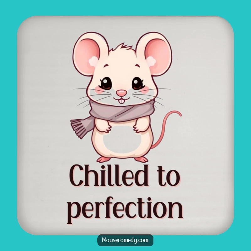 Funny Kawaii Mouse Coaster - Protect Surfaces, Cozy Winter Vibes