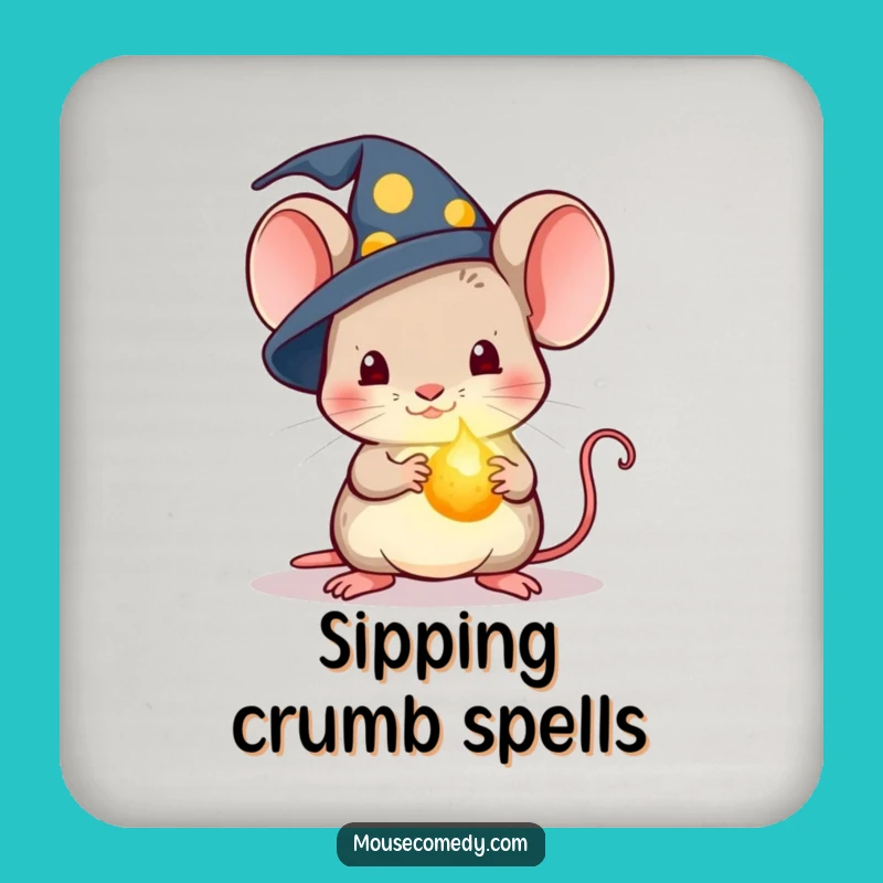 Funny Kawaii Wizard Mouse Coaster: Magic Crumb, Protects Surfaces