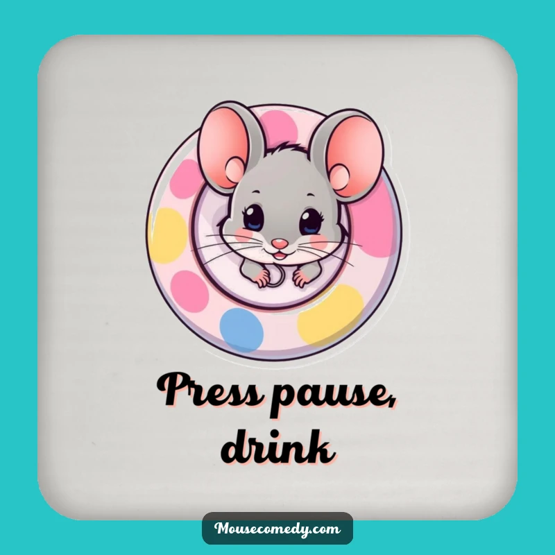 Funny Mouse Coaster: Button Peek - Protect Surfaces Gift!