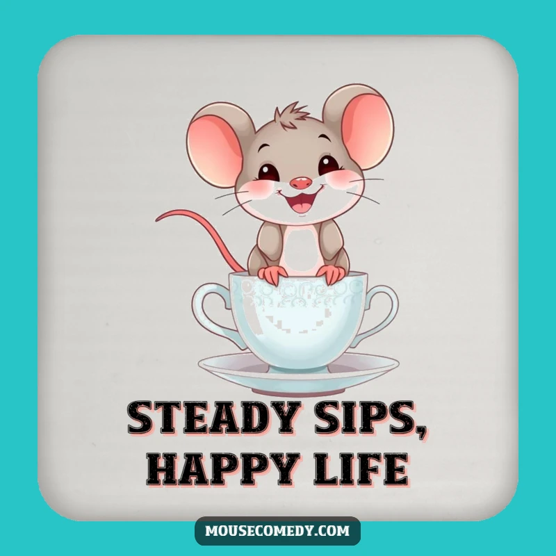 Funny Mouse Teacup Drink Coaster: Protect Surfaces with a Cheerful Grin and Cute Charm