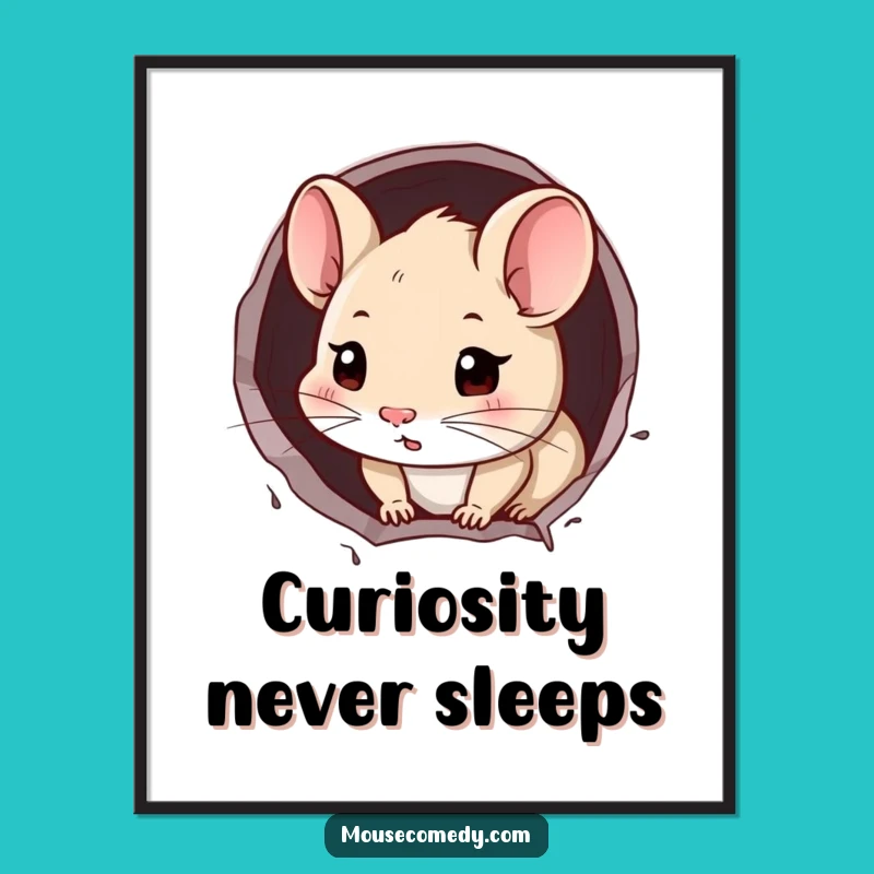 Funny Mouse Peek Poster: Curious Rodent Art Print Gift