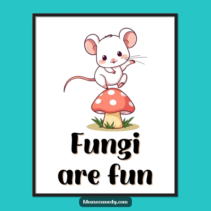 Funny Kawaii Mouse Poster - Leap of Joy, Adorable Miniature Art