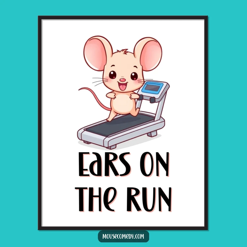 Funny Kawaii Mouse Treadmill Poster: Motivational Art That Makes You Laugh Funny Gift!