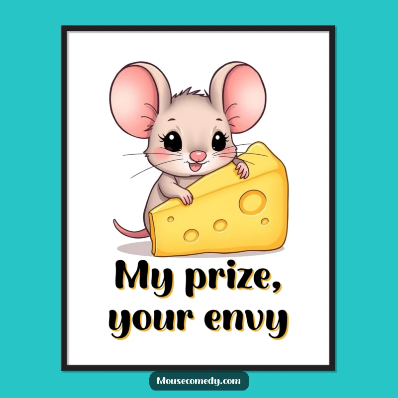 Funny Mouse Cheese Poster: Whimsical Art for Cheese Lovers, Cute Funny Gift