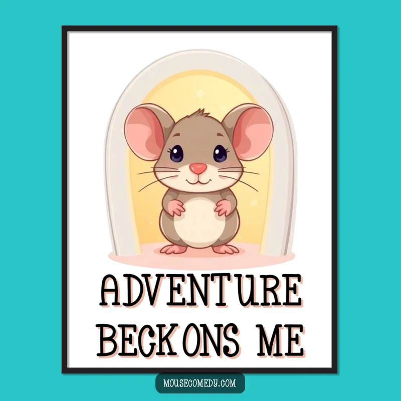 Funny Mouse Glowing Doorway Poster: Magical Art for Curious Souls, Cute Funny Gift