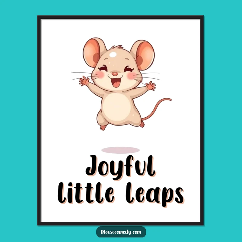 Funny Tiny Mouse Leaping Poster - Joyful Wall Art Full of Energy