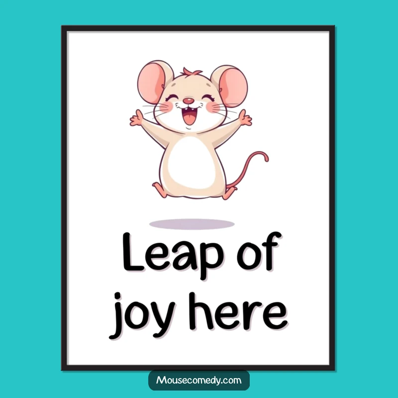 Funny Joyful Mouse Leap Poster: Brighten Your Walls with Laughter, Great Funny Gift!