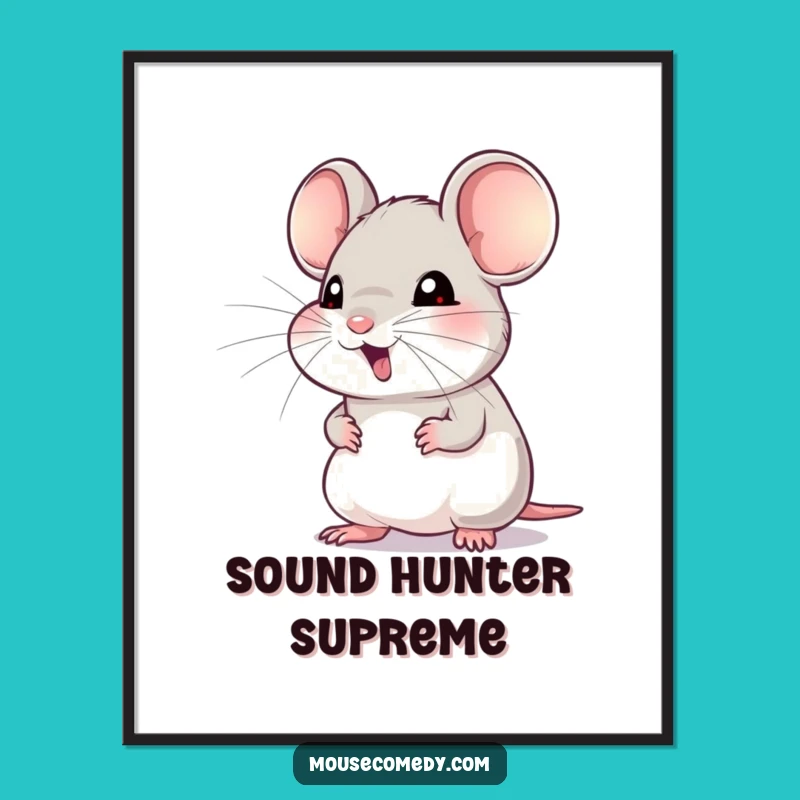 Funny Mouse Poster: Eager Whiskers - Attentive Wall Art Gift!