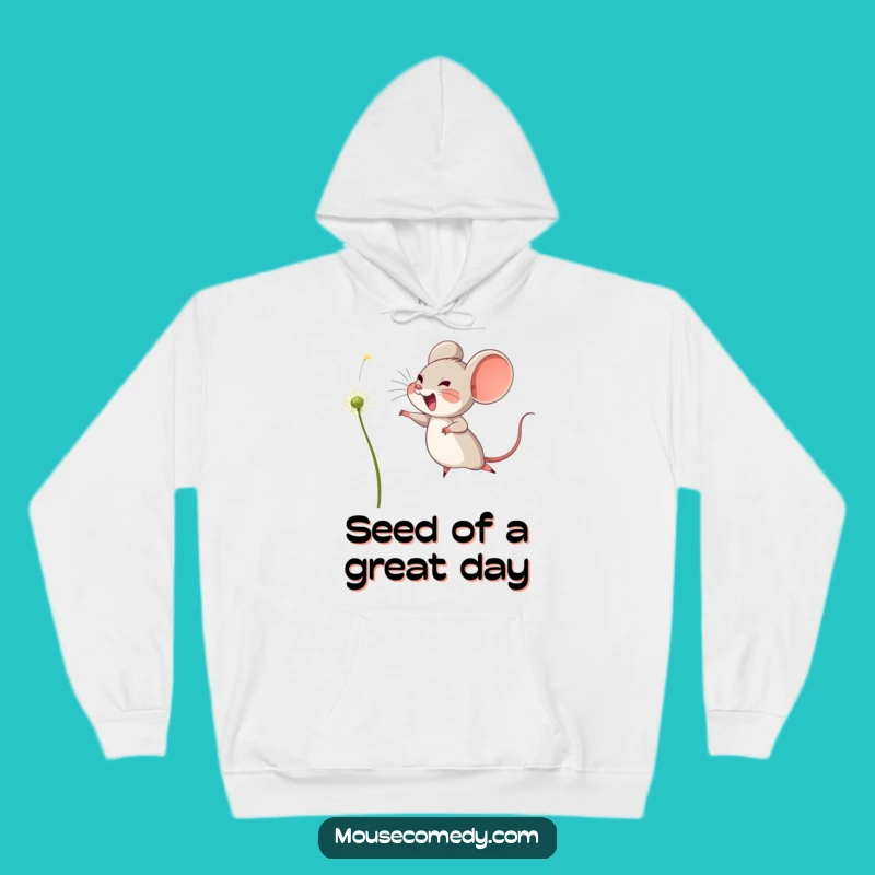 Funny Cozy Joy Hoodie - Leaping Mouse Dandelion Comfort Gift