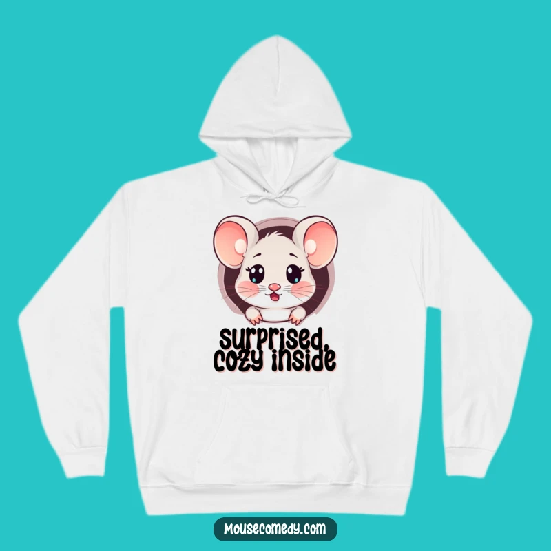 Funny Kawaii Surprised Mouse Hoodie: Peeking Out, Cozy and Relatable
