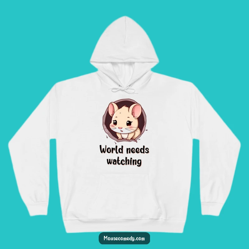 Cozy Funny Mouse Hoodie: Curious Peek Rodent Apparel Gift