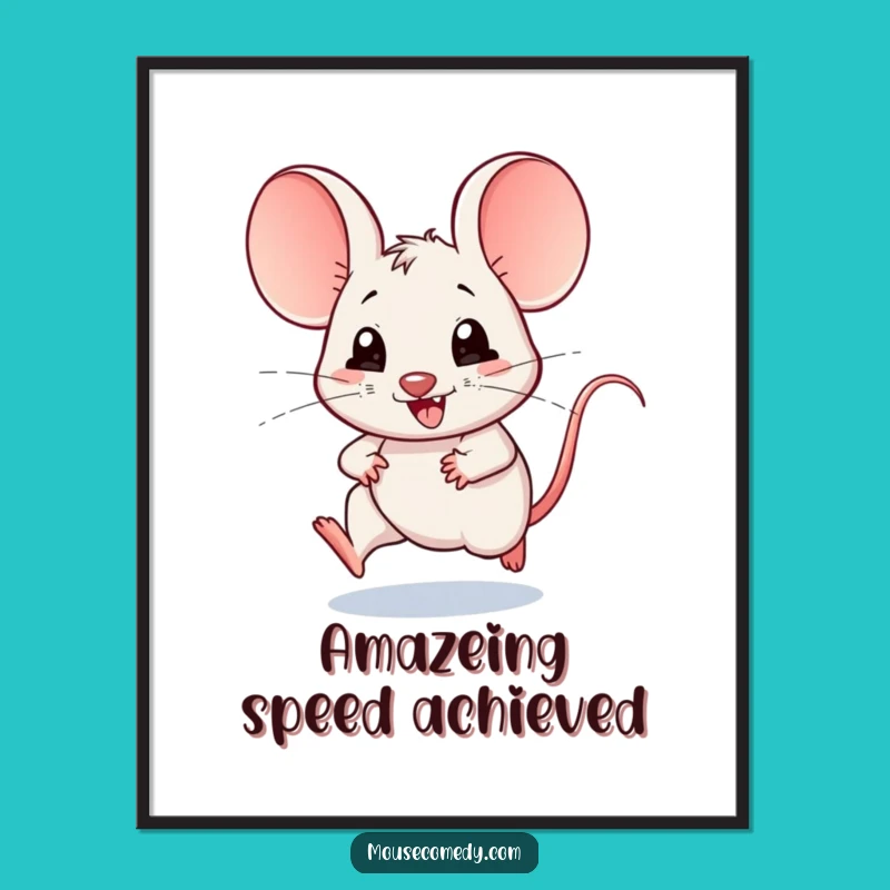 Free Printable Wall Art: Speedy Kawaii Mouse Brings Joyful Vibes!