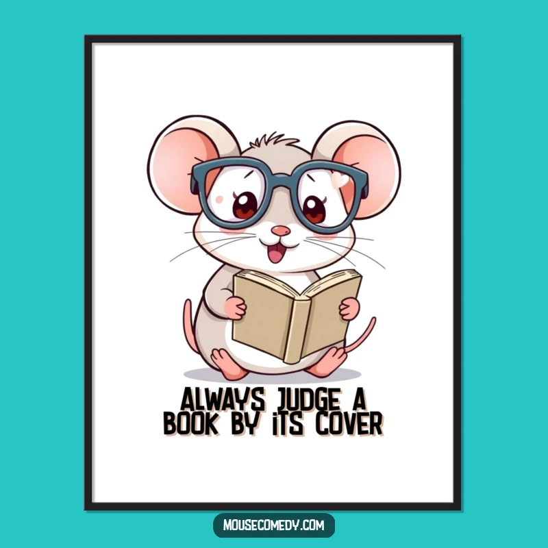 Free Printable Wall Art: Funny Kawaii Mouse with Glasses, Quirky Downloadable Decor