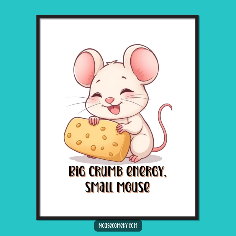 Free Printable Wall Art: Mouse with Crumb, Funny Downloadable Decor for Cozy Spaces