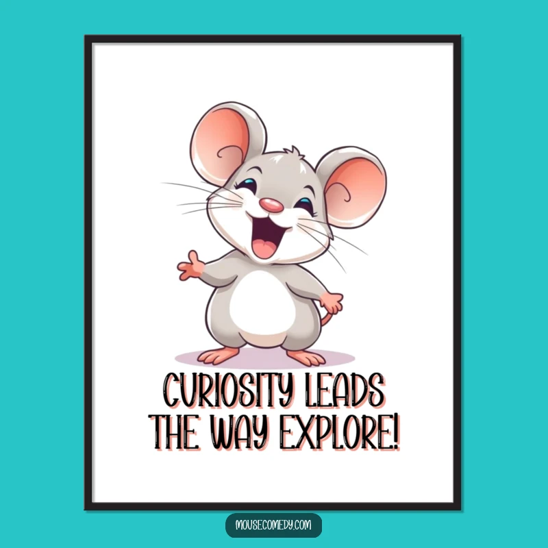 Funny Free Printable Wall Art: Excited Mouse Exploring, Downloadable Art Gift